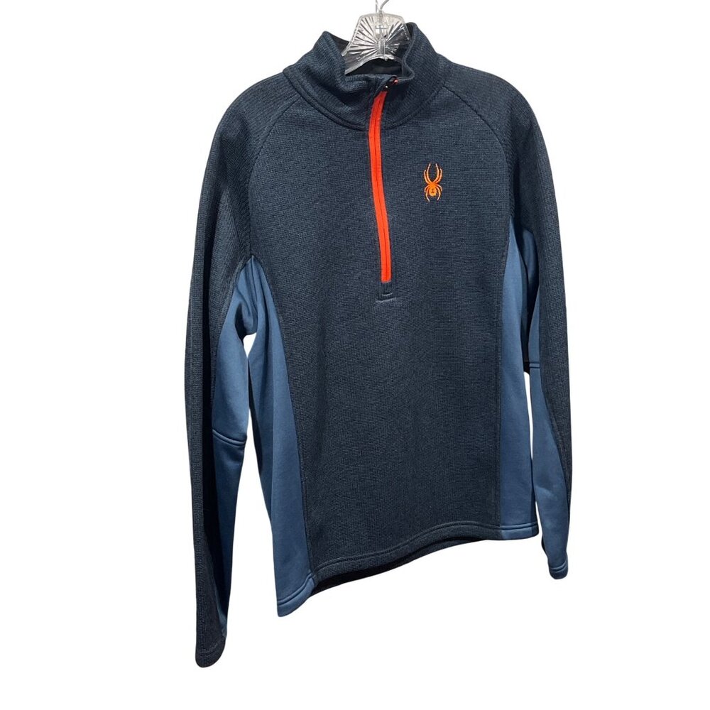 Spyder 1/4 Zip Pullover Sweater Gray & Blue Medium Polyester 36k